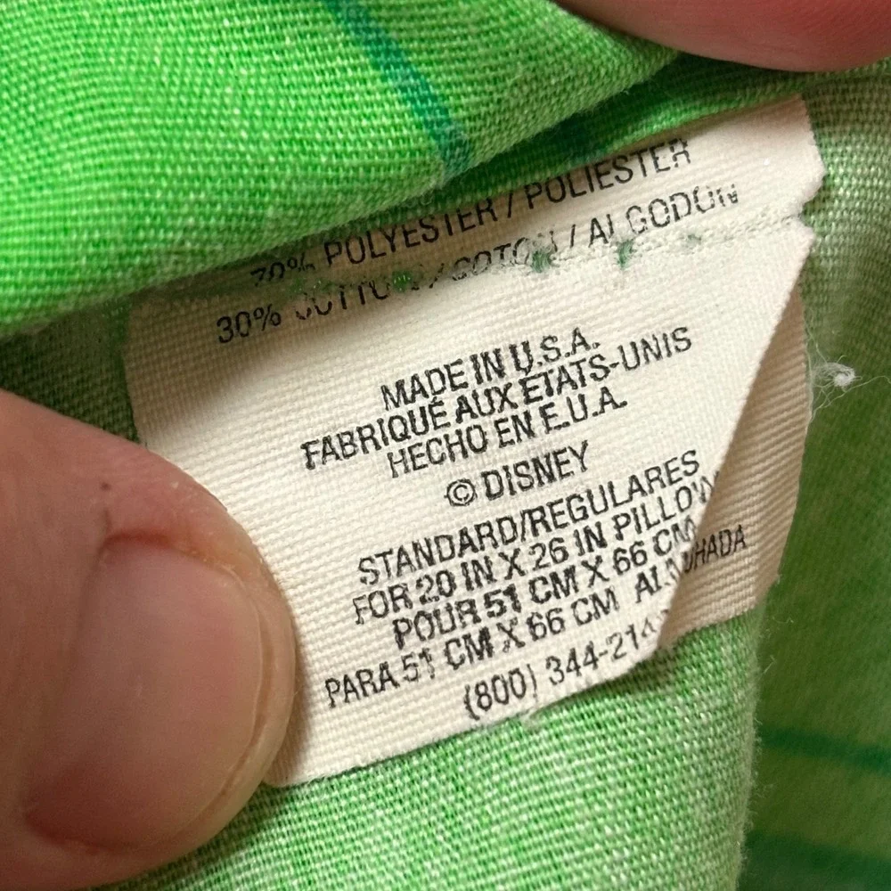 Vintage Disney Pixar A Bugs Life Flik Standard Pillowcase 90s Made in USA Green